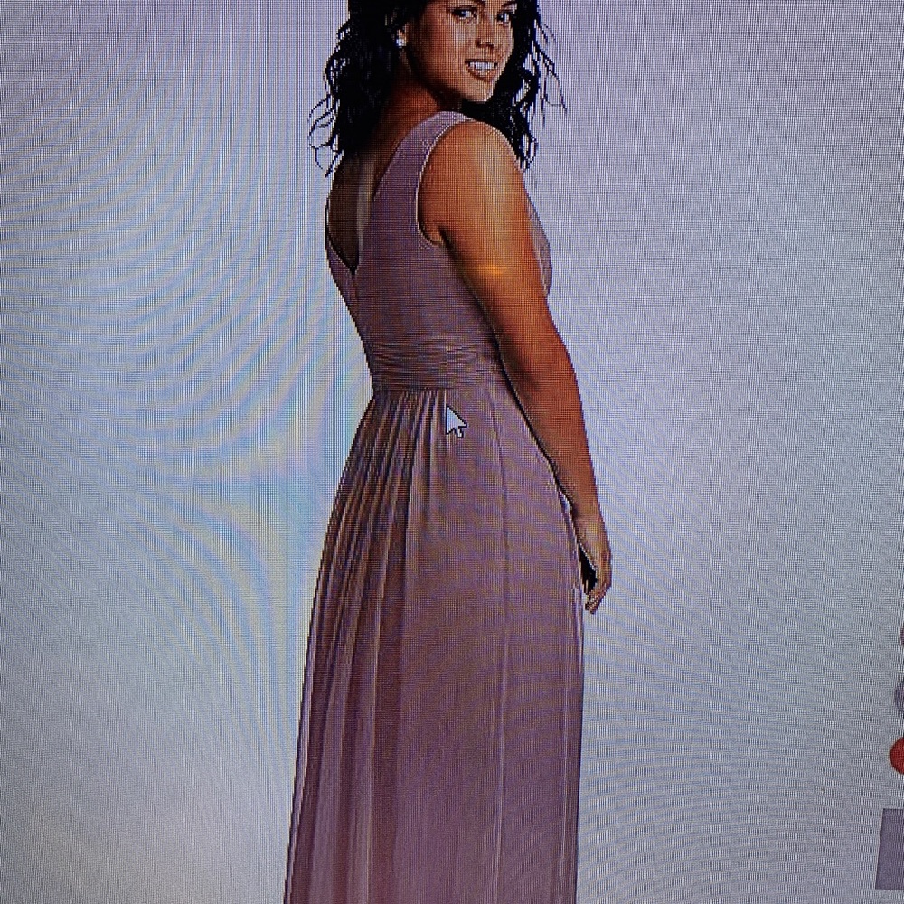 NWT! Dessy Collection Sleeveless Draped Chiffon Maxi Dress with Front Slit